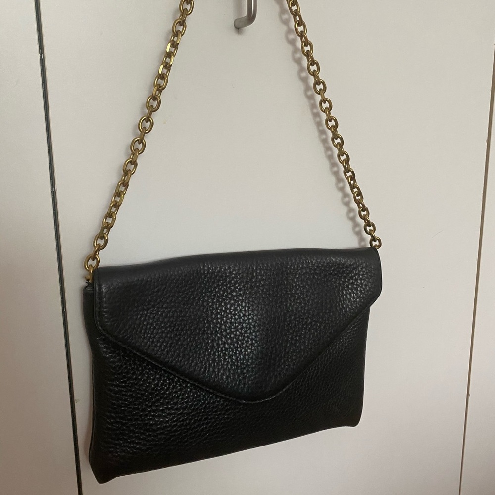 J Crew Black Smooth Grained Leather Shoulder bag